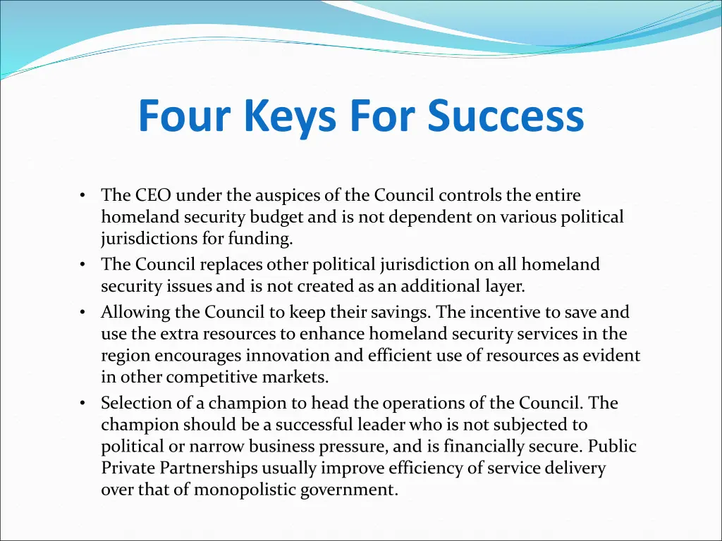 four keys for success