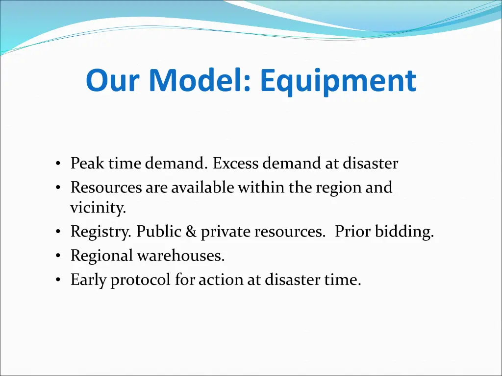 our model equipment