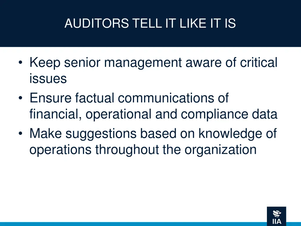 auditors tell it like it is