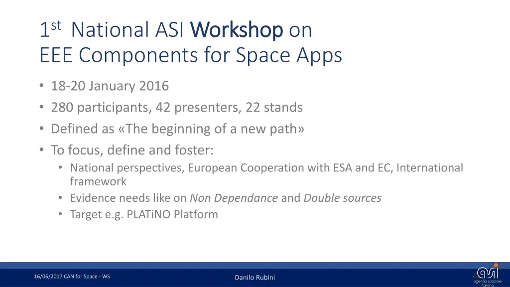 1 st national asi workshop eee components