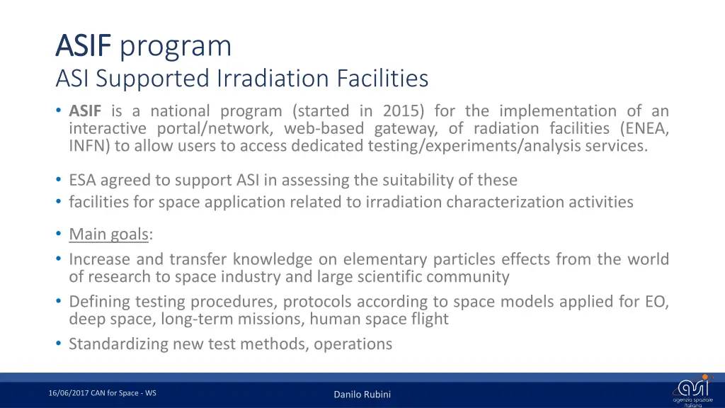 asif asif program asi supported irradiation