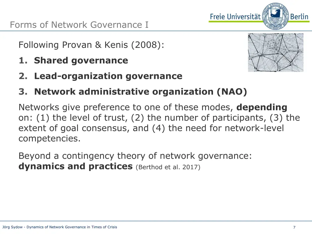 forms of network governance i