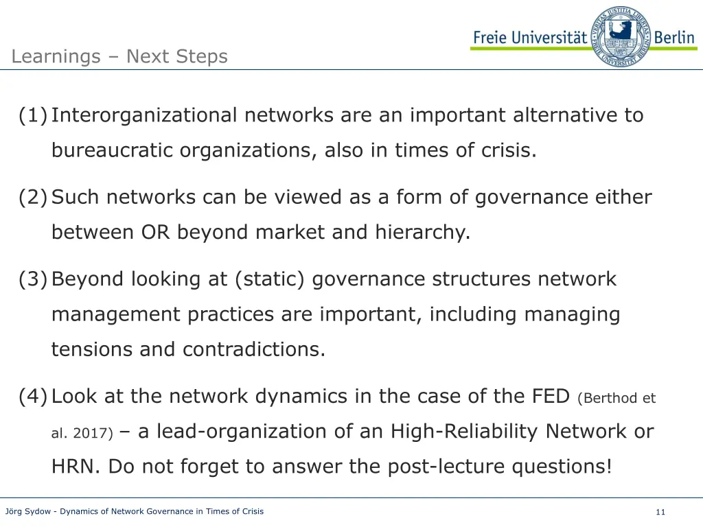 learnings next steps