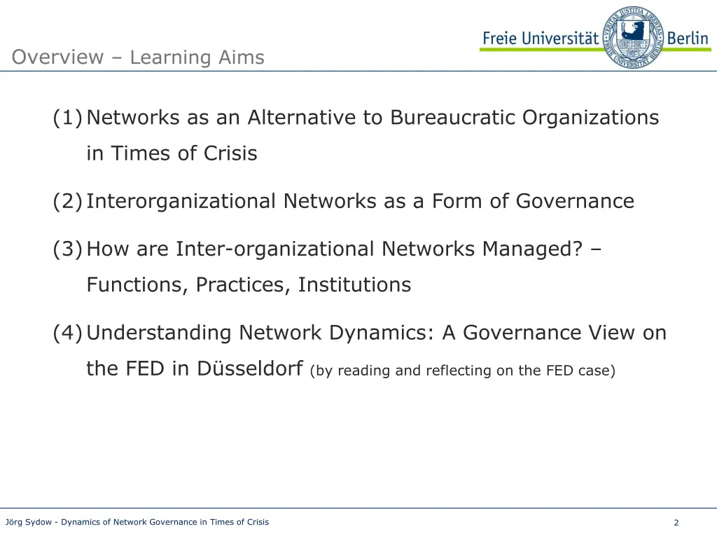 overview learning aims