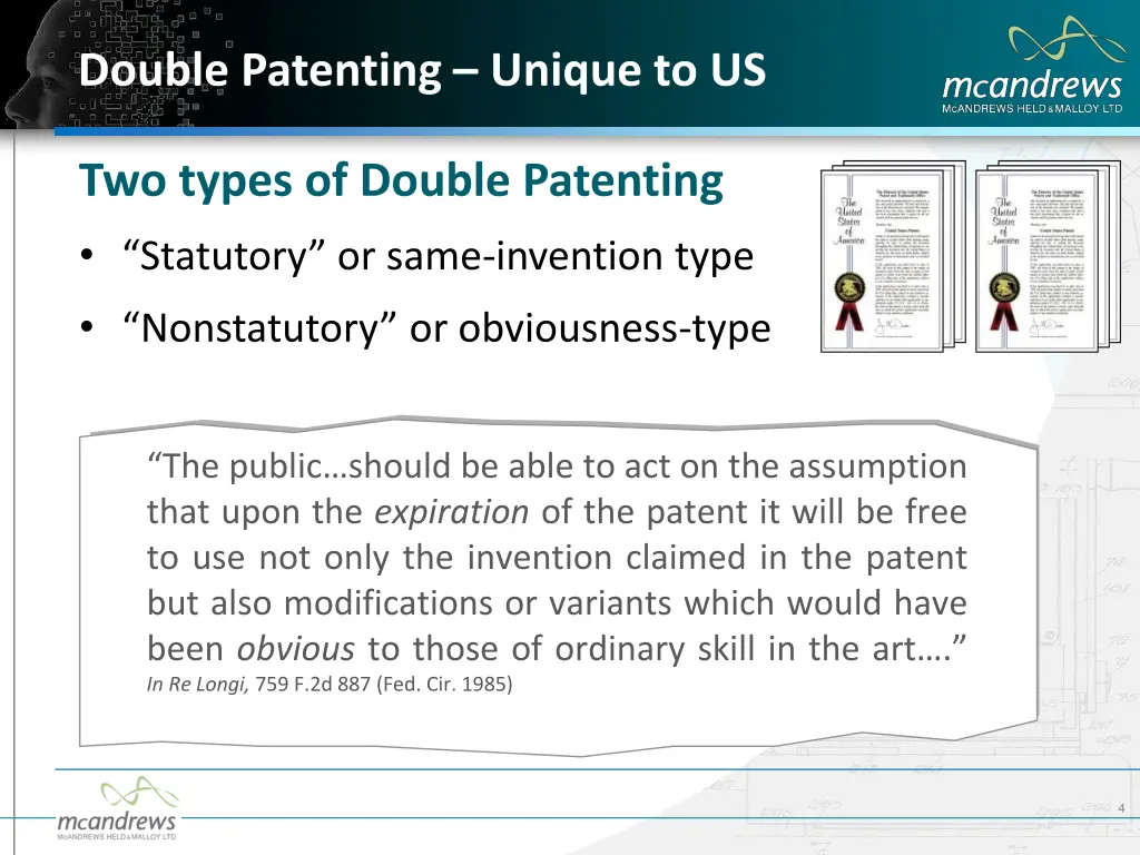 double patenting unique to us