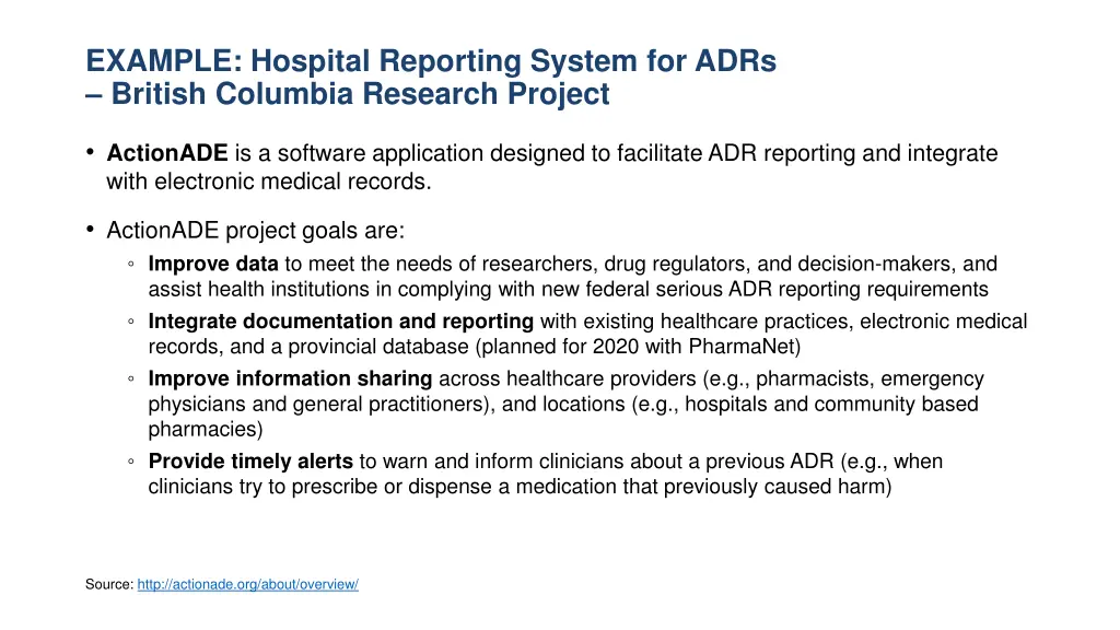 example hospital reporting system for adrs 1
