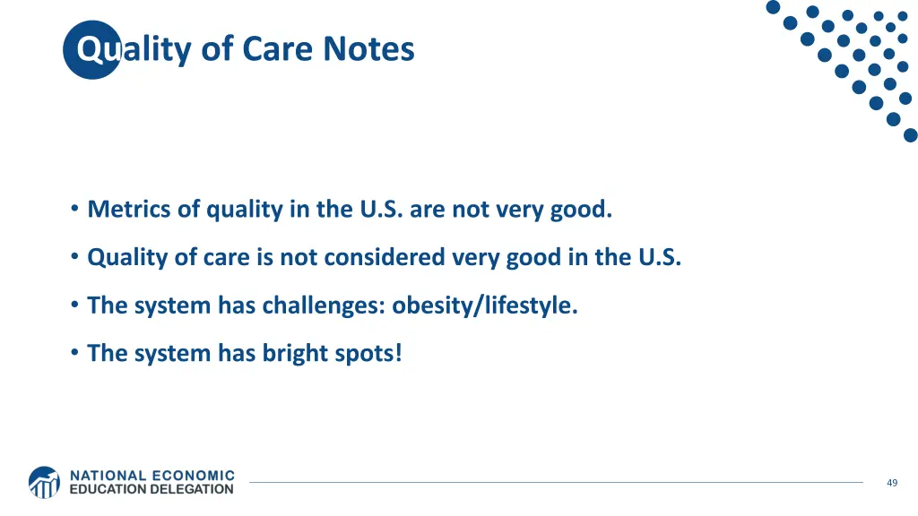quality of care notes
