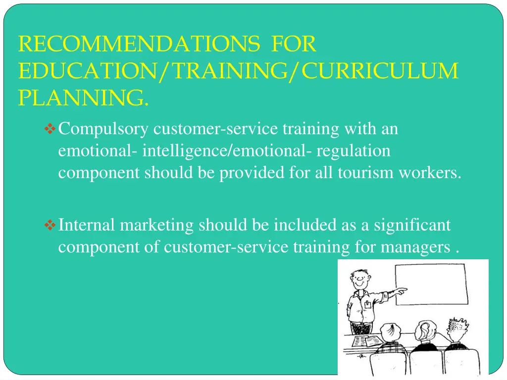 recommendations for education training curriculum