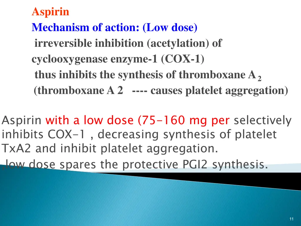 aspirin mechanism of action low dose irreversible