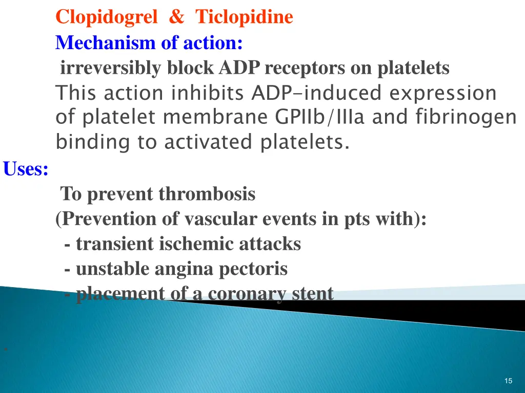 clopidogrel ticlopidine mechanism of action
