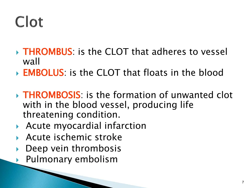 thrombus wall embolus