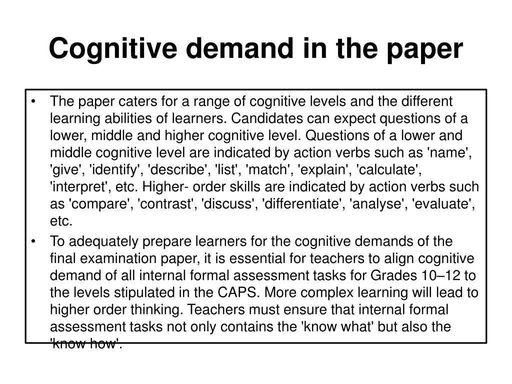 cognitive demand in the paper