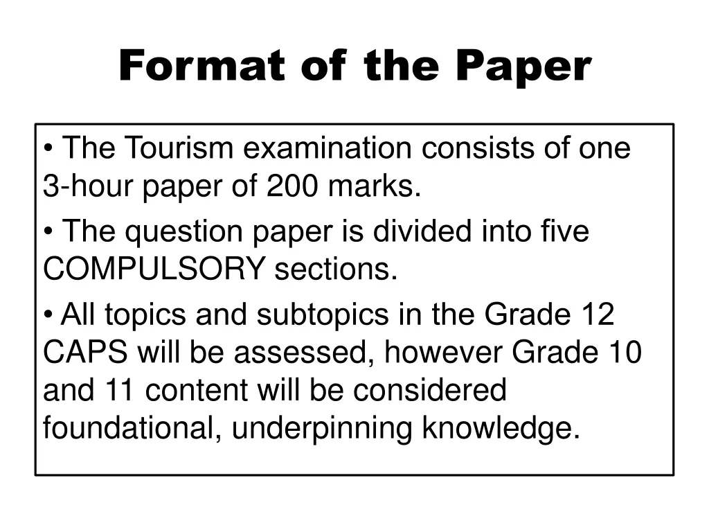 format of the paper