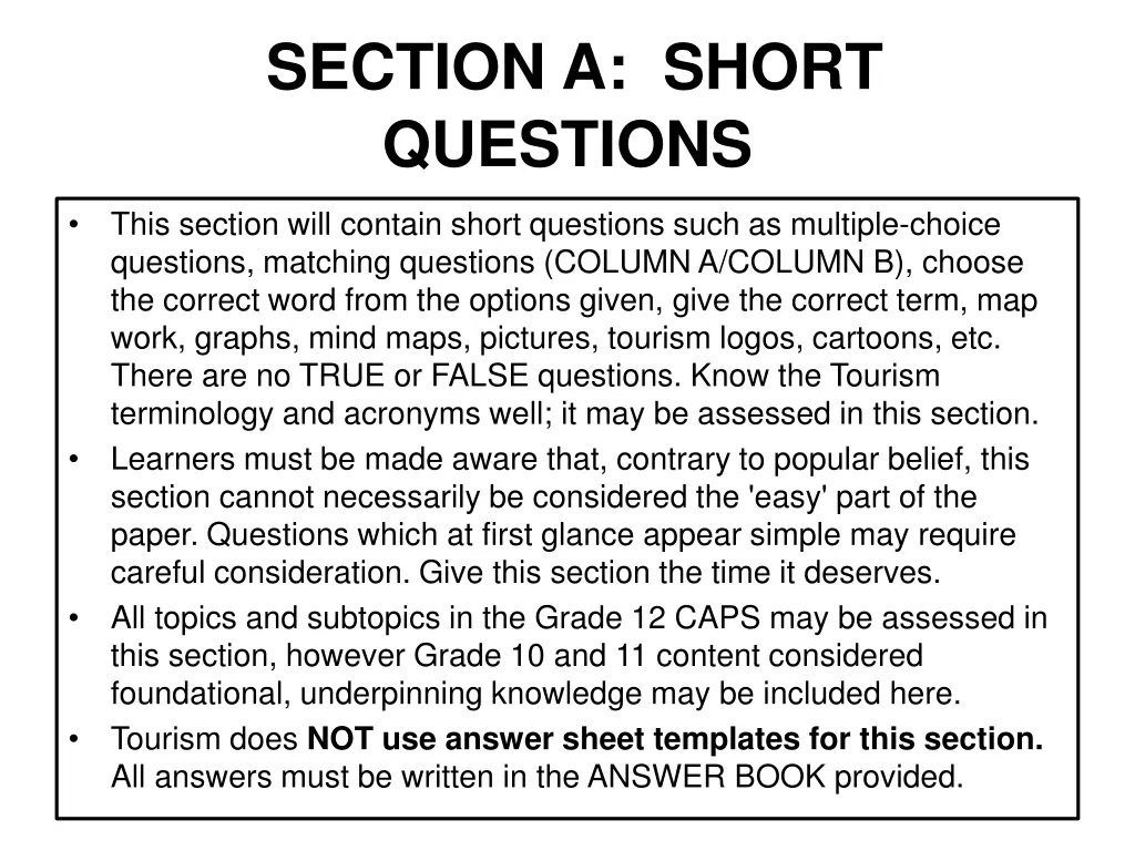section a short questions