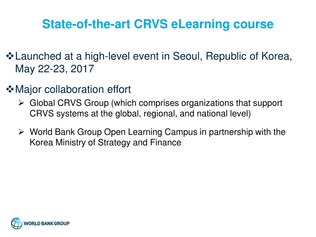 state of the art crvs elearning course