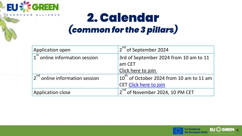 2 calendar commonfor the 3 pillars