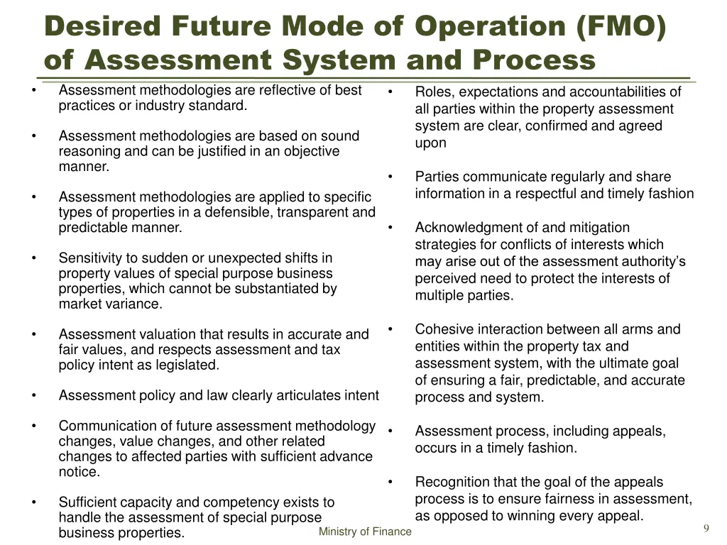desired future mode of operation