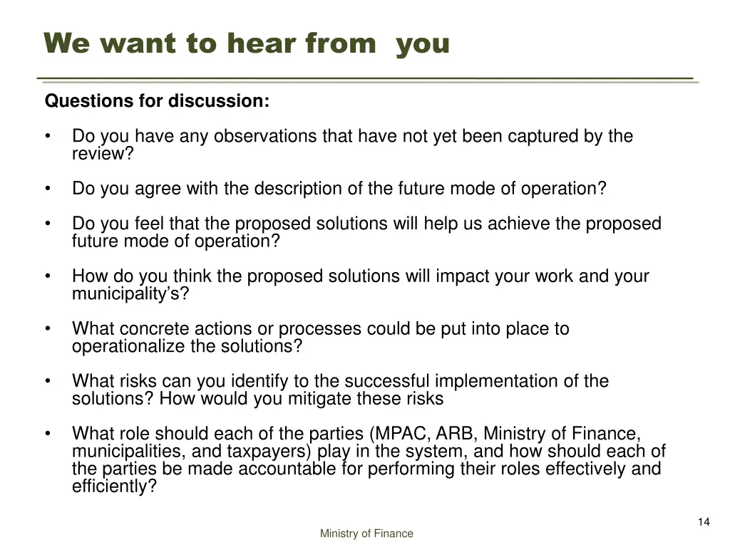 we want to hear from you