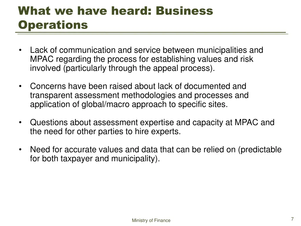 what we have heard business operations