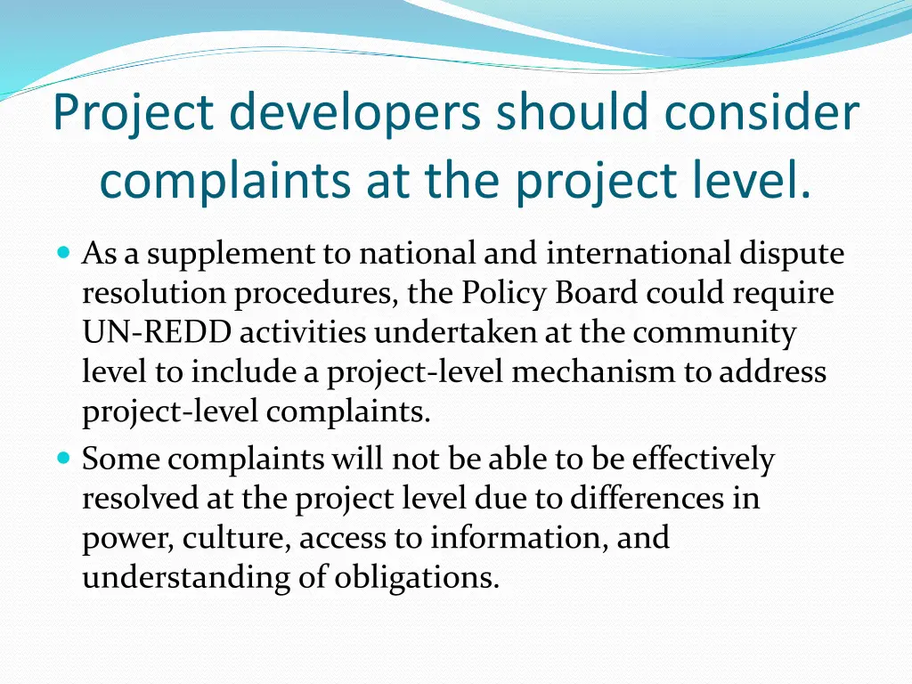 project developers should consider complaints