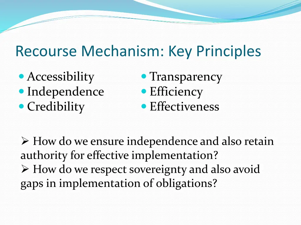 recourse mechanism key principles