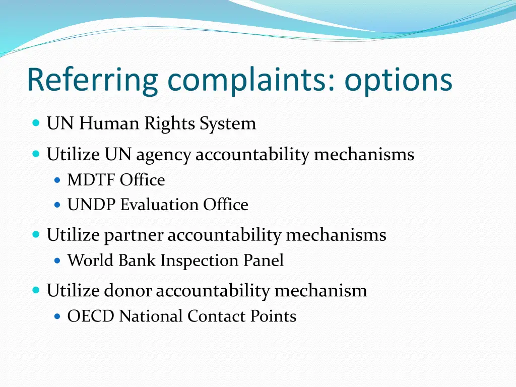 referring complaints options