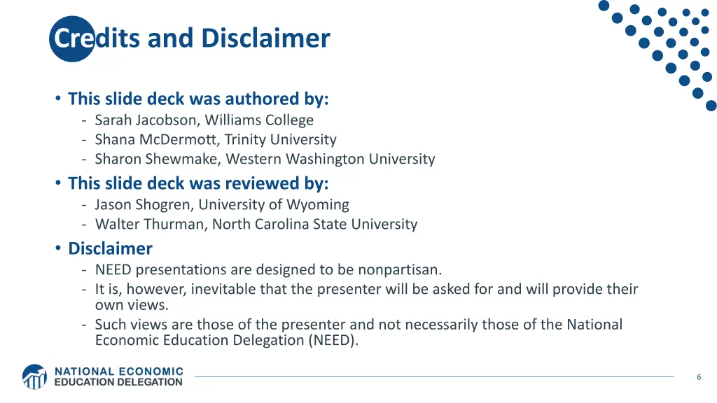 credits and disclaimer