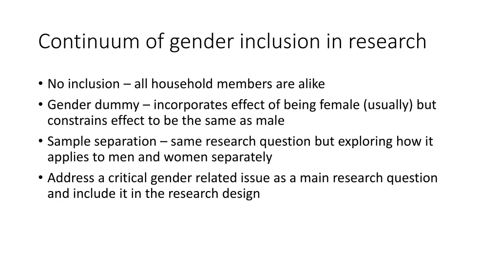 continuum of gender inclusion in research 1