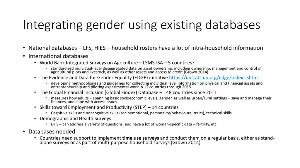 integrating gender using existing databases