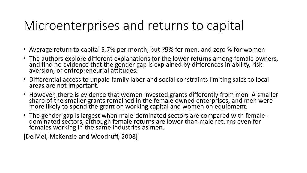 microenterprises and returns to capital