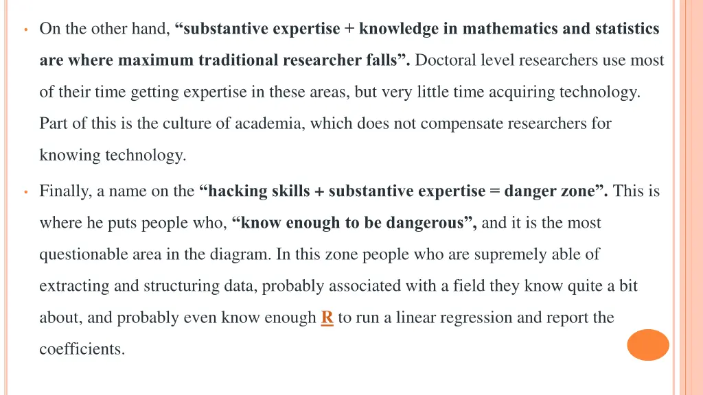 on the other hand substantive expertise knowledge