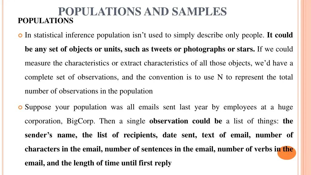 populations and samples populations