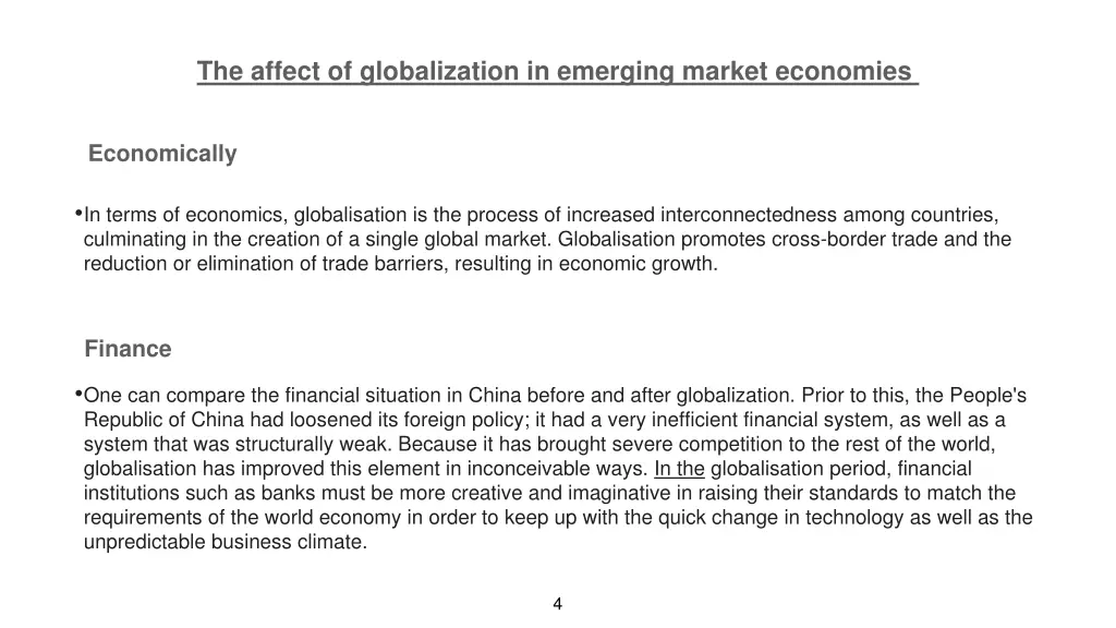 the affect of globalization in emerging market 1