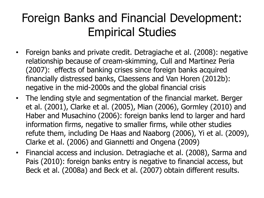 foreign banks and financial development empirical