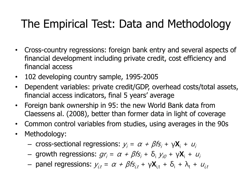 the empirical test data and methodology
