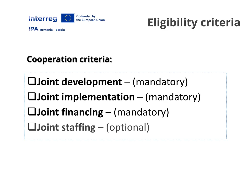 eligibility criteria 1