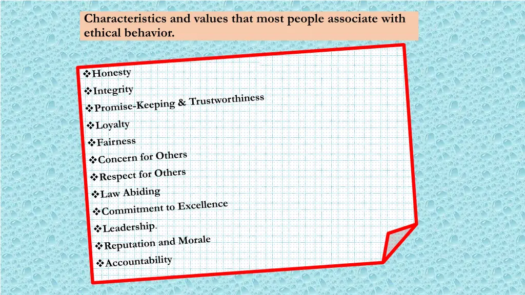 characteristics and values that most people