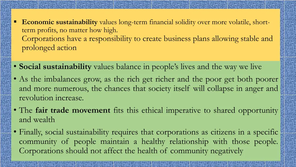 economic sustainability values long term