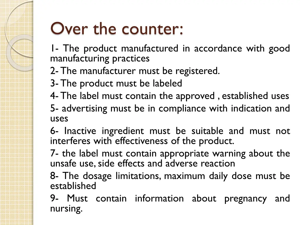 over the counter 1 the product manufactured