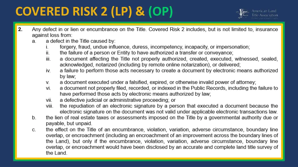 covered risk 2 lp op