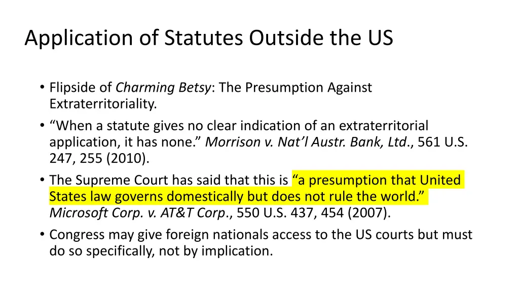 application of statutes outside the us