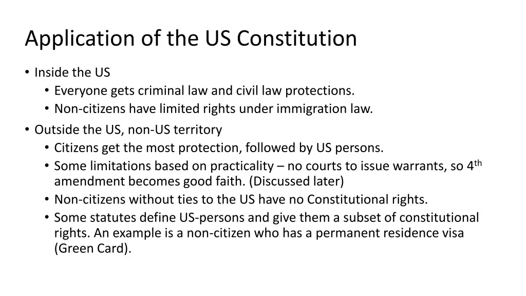 application of the us constitution