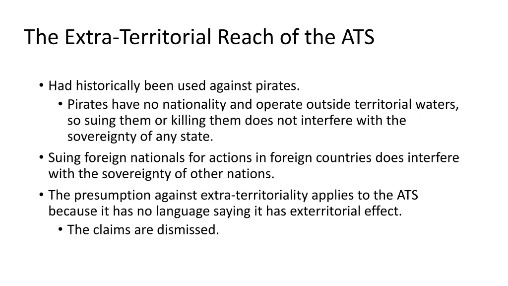 the extra territorial reach of the ats