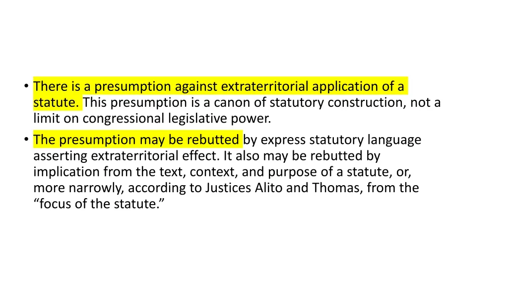 there is a presumption against extraterritorial