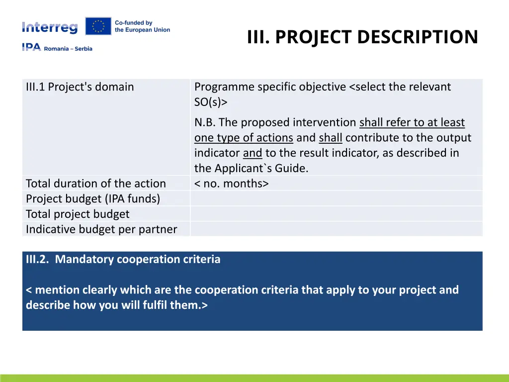 iii project description