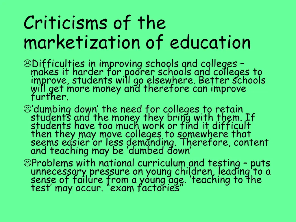 criticisms of the marketization of education