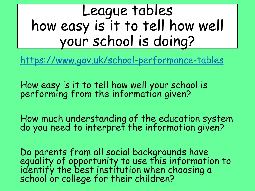 league tables