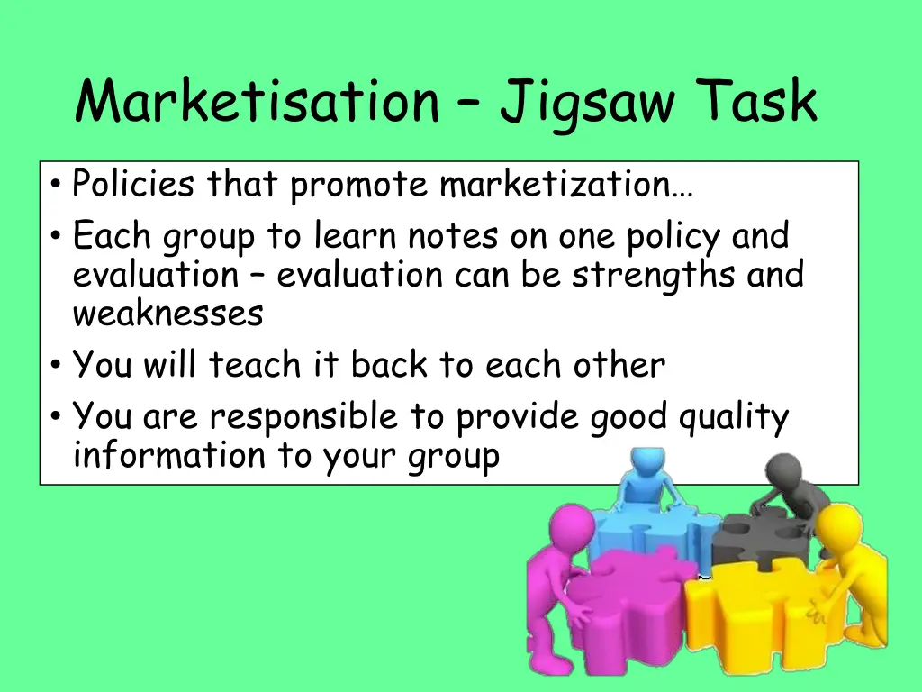 marketisation jigsaw task