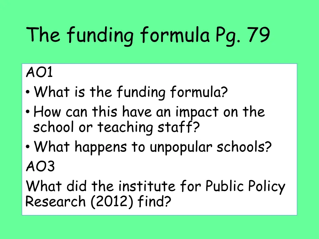 the funding formula pg 79