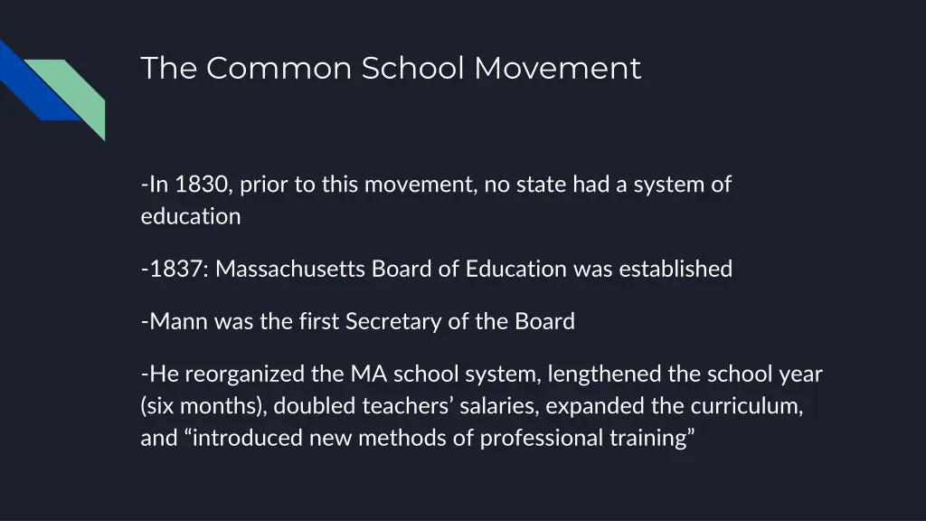 the common school movement
